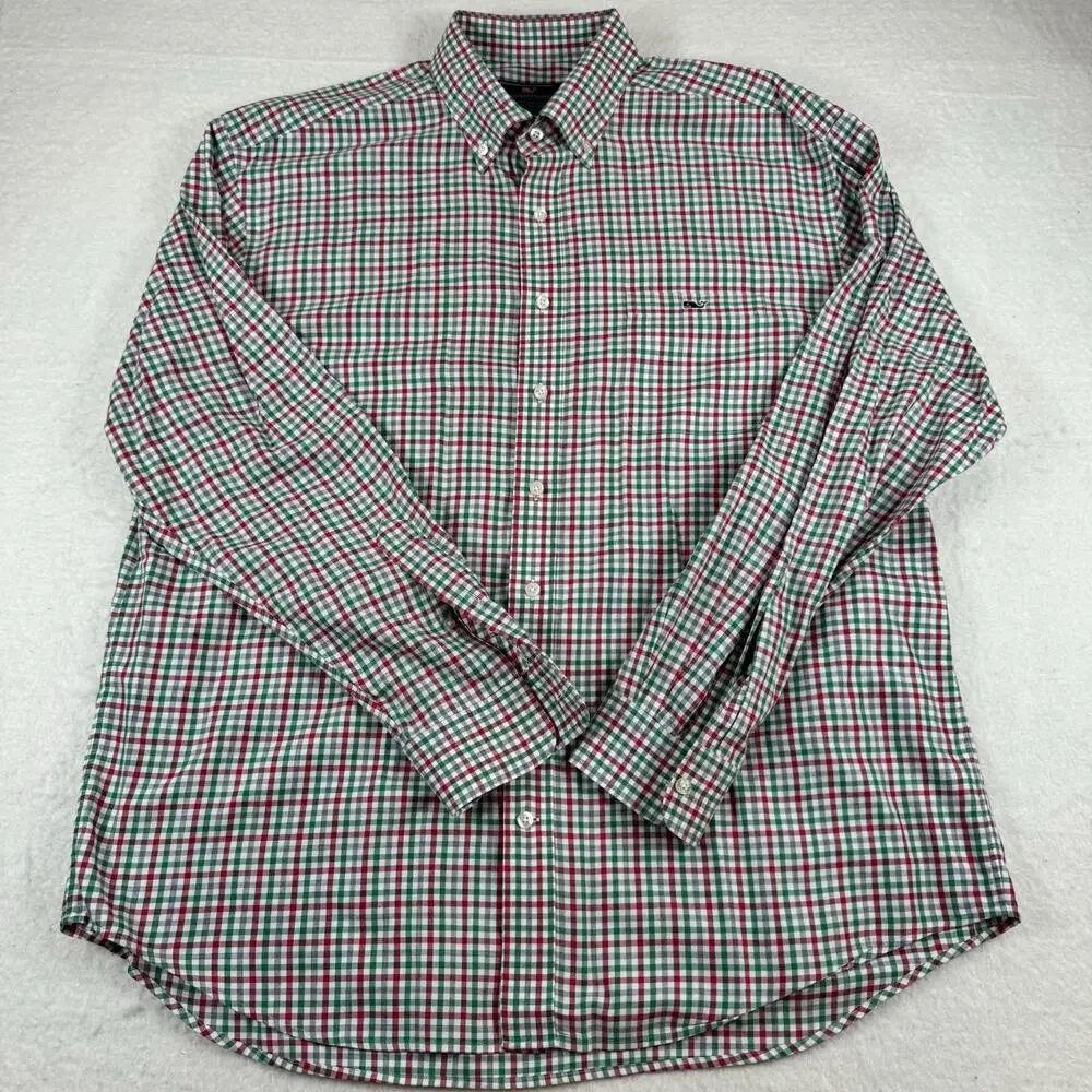 Vineyard Vines Shirt Mens Size XL Multicolor Plaid Classic Tucker Whale Logo